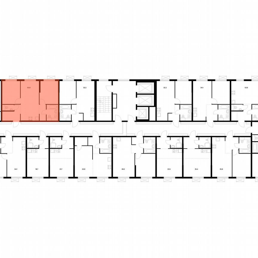 2-к. квартира, 50,8 м², 10/25 эт.