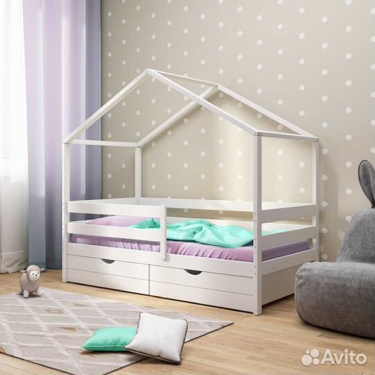 Кроватка детская из натурального дерева высокий бо