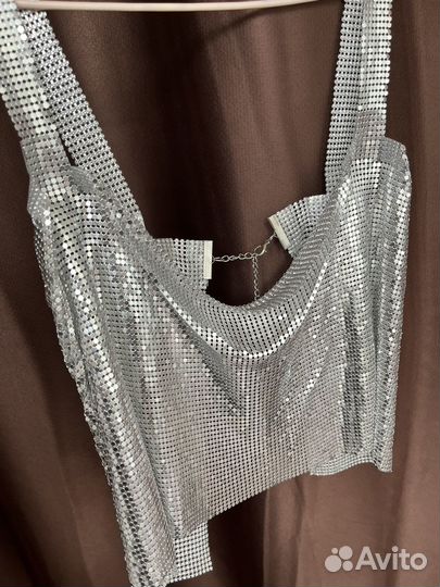 Металлический блестящий топ