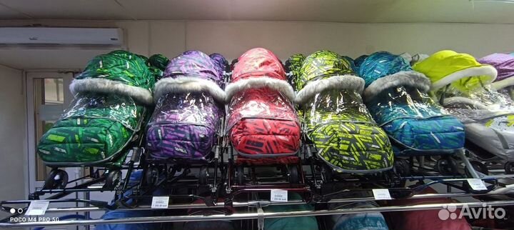 Санки коляски Ника 7-3 и 7-7 Джинс Мех Хит 2022г