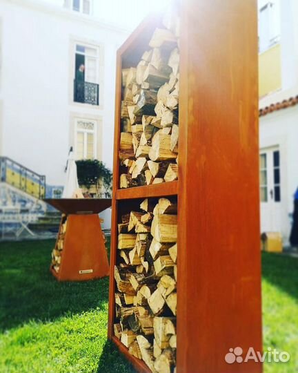 Дровница для очага гриль quan wood storage Corten