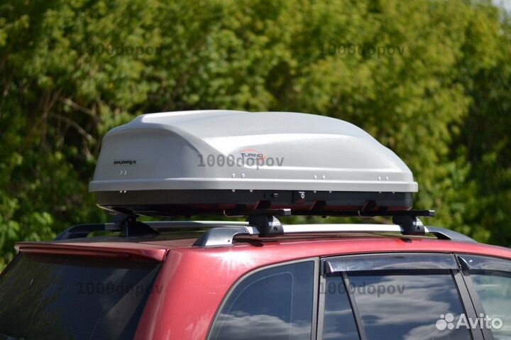 Автобокс 360 л серый+поперечины в подарок