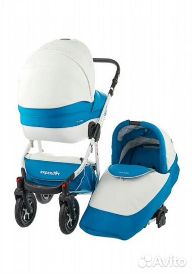 Коляска 3 в 1 Expander Mondo Ecco (белый/синий)