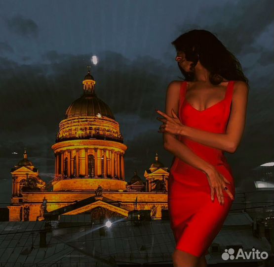 Платье бандажное красное