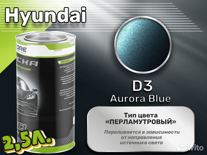 Краска Luxfore 2,5л. (Hyundai D3 Aurora Blue)