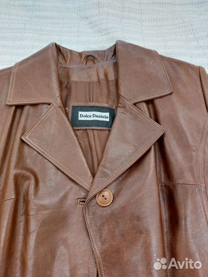 Пальто женское кожаное винтаж размер S