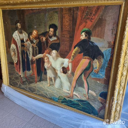 Антикварная большая картина