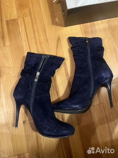 Полусапожки замшевые синие 37р