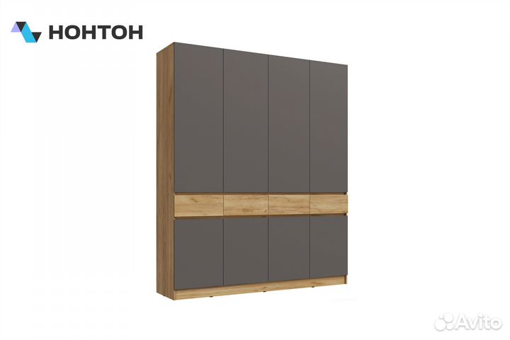 Шкаф 4-х створчатый Роджина дуб крафт / графит