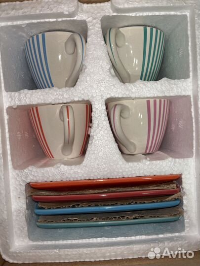 Кофейные чашки 4 шт блюдца