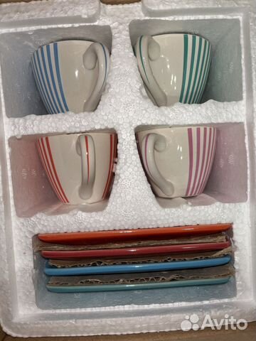 Кофейные чашки 4 шт блюдца