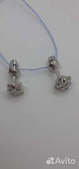 Серебряные серьги пусеты 925 с фианитами