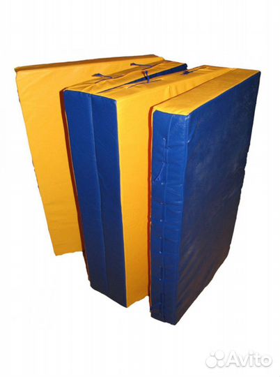 Мат складной гимнастический желто-синий