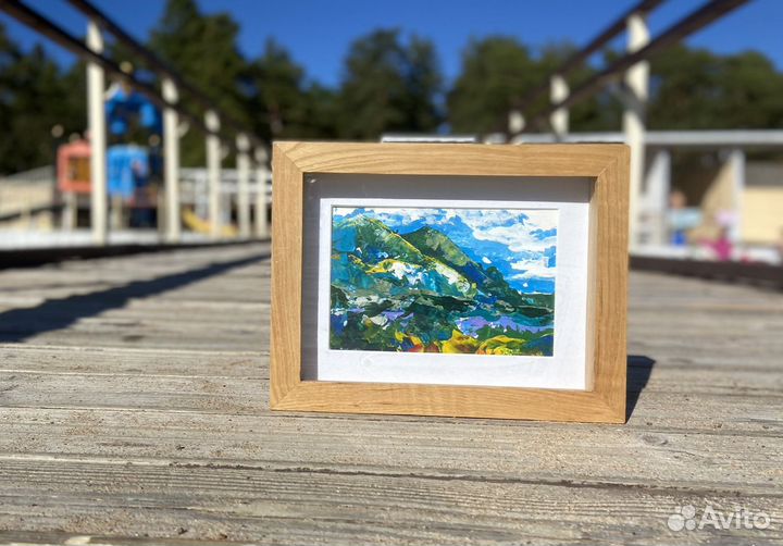 Пейзаж картина цветущие горы, ручная работа этюд