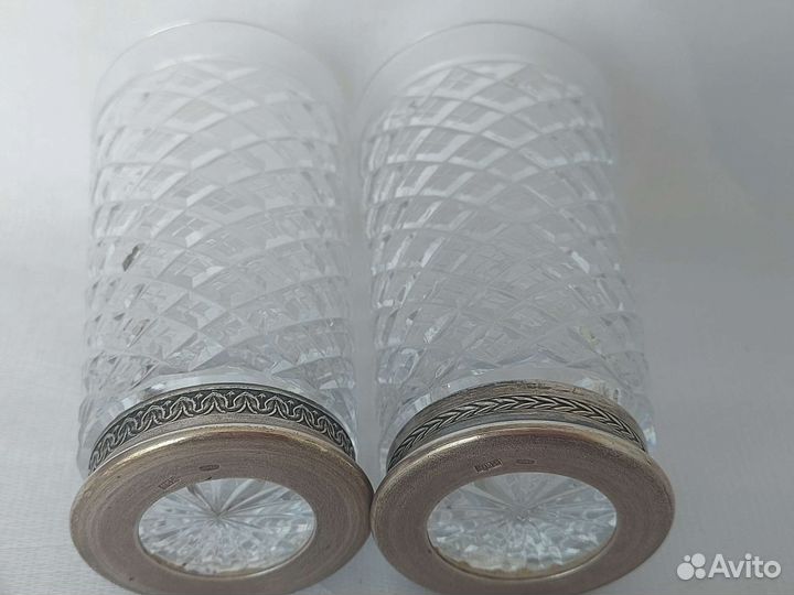 Стаканы Хрусталь, серебро 875 проба, Звезда СССР