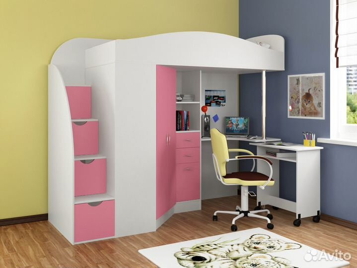 Кровать чердак со столом