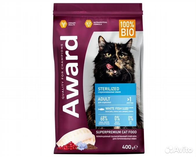 Корм Award для стерилизованных кошек с рыбой 400гр