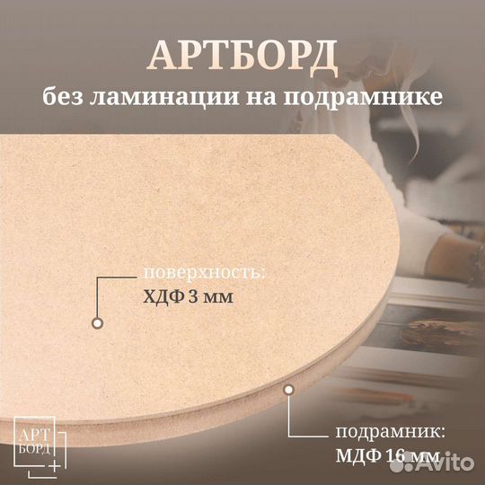 Артборд круглый без ламинации на подрамнике усилен