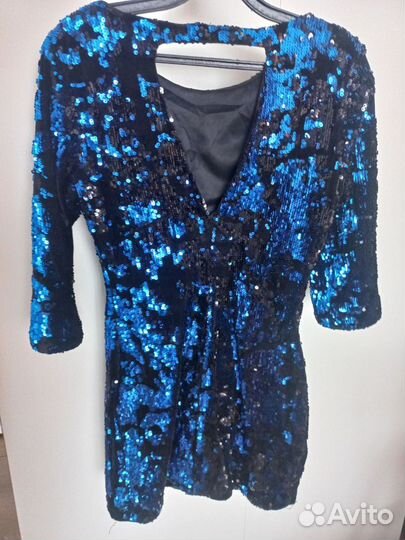 Платье 42 44 размер с пайетками синие