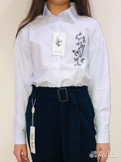 Блузка рубашка с принтом для девочки