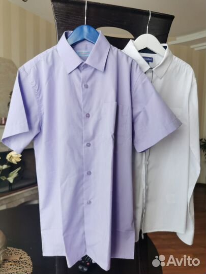 Рубашка 146 белая новая, лиловая 146-152 новая