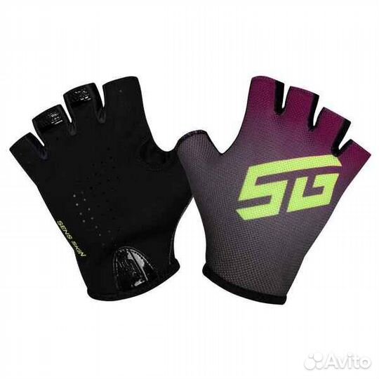 Велоперчатки STG Sens Skin, размер S, черный с бордовым