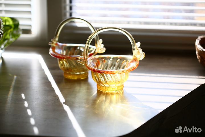 Ваза цветное стекло СССР конфетница