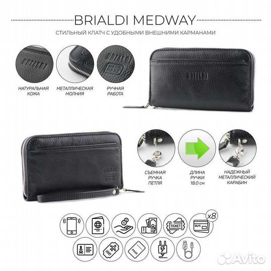 Мужской клатч brialdi Medway relief black