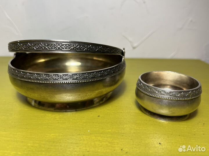 Сахарница и солонка, серебро 875 пробы, СССР