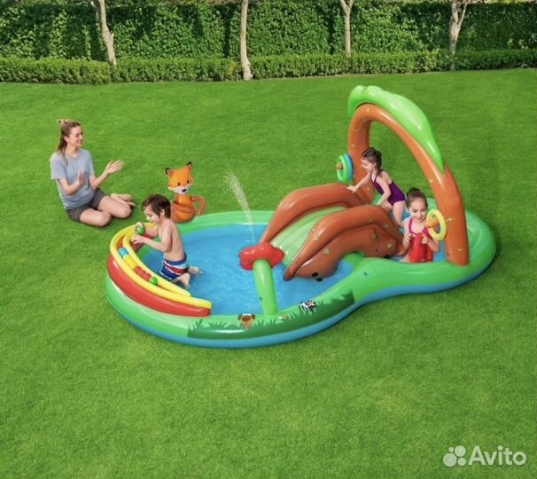 Детский надувной бассейн с горкой