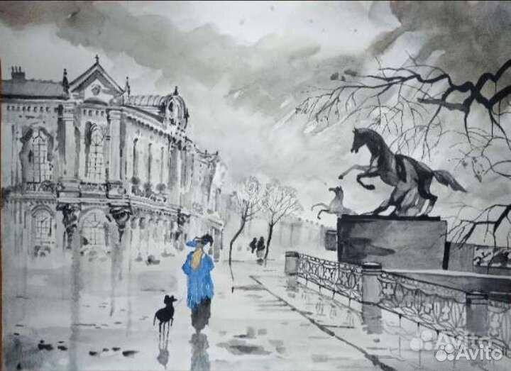 Городские пейзажи акварелью