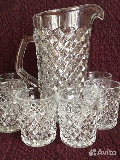Кувшин со стаканами богемия