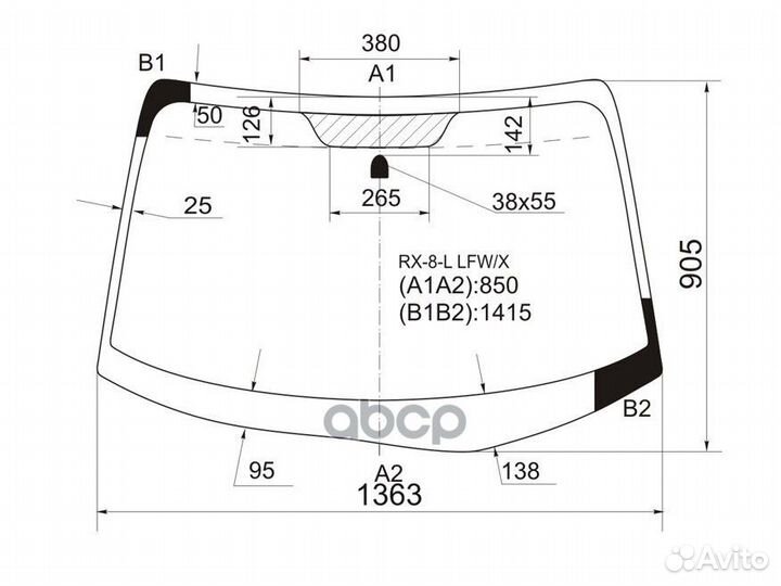 Стекло лобовое Mazda RX-8 03-12 RX8llfwx XYG