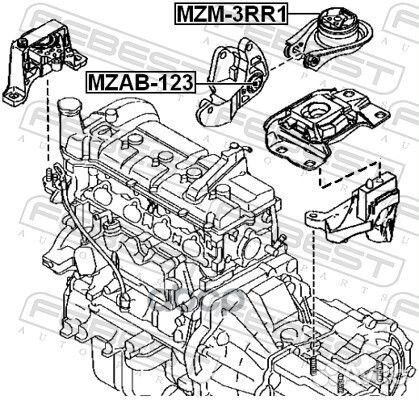 Сайлентблок задней подушки двигателя mzab123 Fe