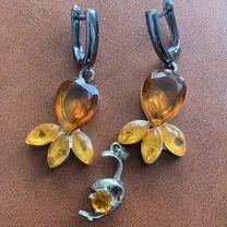 Серьги с цирконием + подвеска в подарок