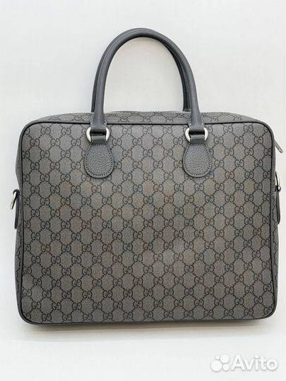 Портфель деловая сумка Gucci канва серый
