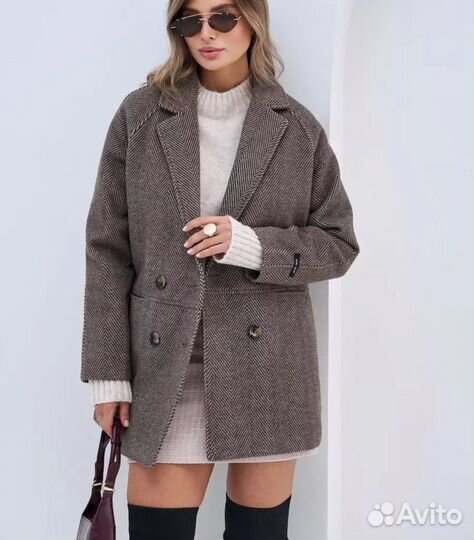 Пальто короткое оверсайз 54 размер шерсть kvin