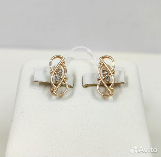 Серьги, золото 585* с бриллиантами
