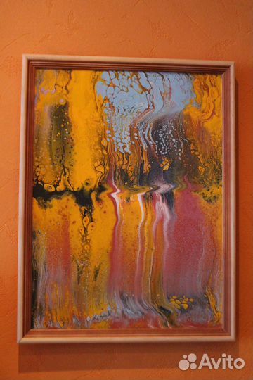 Картина в стиле Fluid art Осенняя прогулка