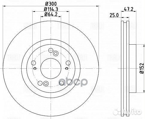 Диск торм. для а/м Honda Accord (02) перед. d300