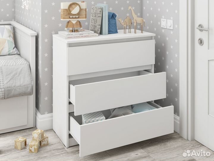 Белый комод 3 ящика аналог Икеа Мальм (IKEA Malm)