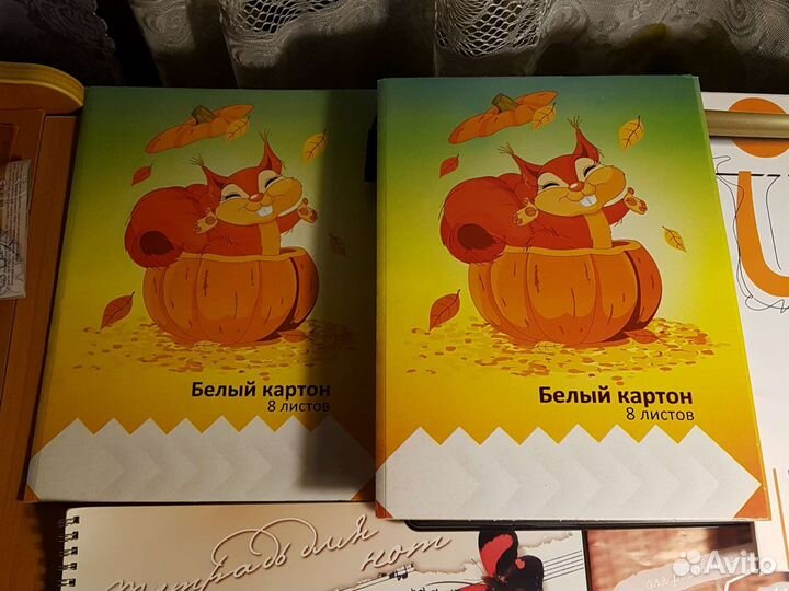 Белый картон.Папка д/черчения.Нотная тет-дь.Альбом