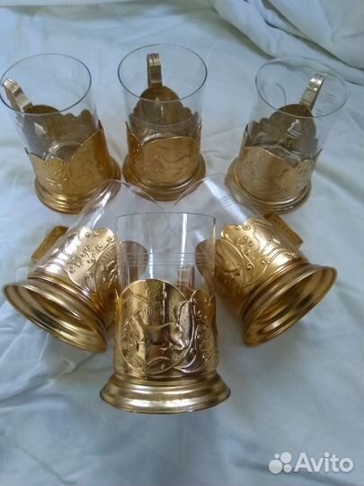 Подстаканники СССР со стаканами