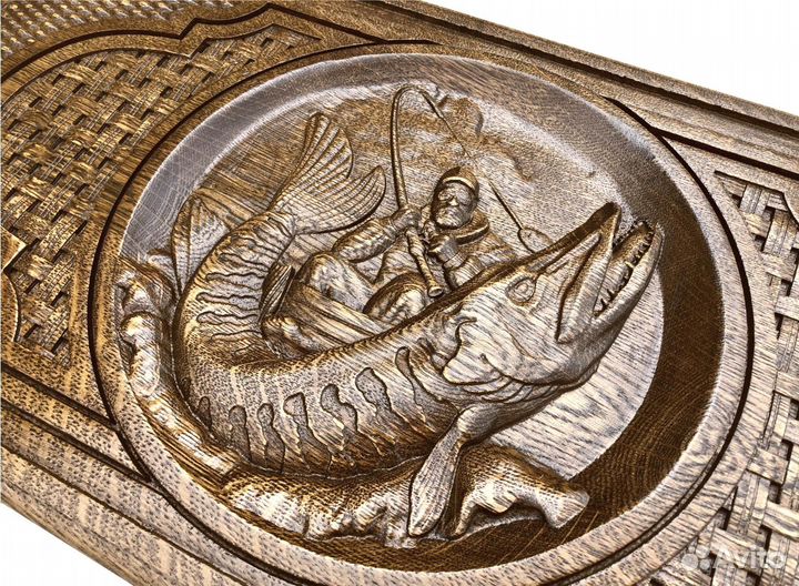 Нарды и шашки резные Рыбак 61 х 61 см бук Армения 62436