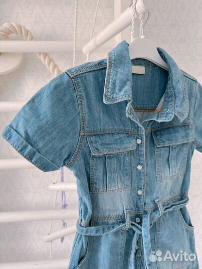 Джинсовый комбинезон для девочки 128-134