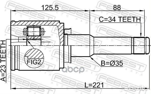 ШРУС внутренний левый 23X35X34 opel astra J 201