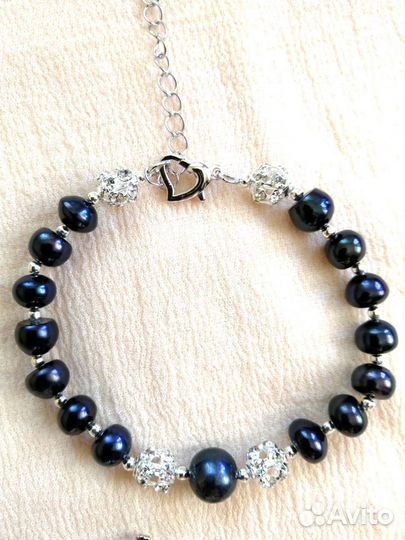 Браслет из натурального чёрного жемчуга