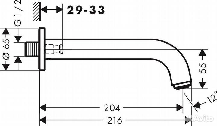 Излив Hansgrohe Vernis Blend 71420670 для ванны, черный