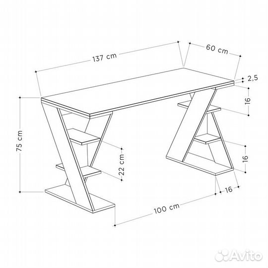 Стол письменный papillon working table white