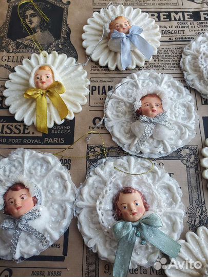 Ватные елочная игрушка.Снегурочка снежинка.Винтаж